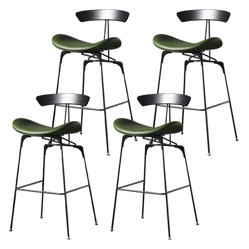Modern Armless Backrest Counter Stool Iron Milk Tea Shop Bar Stool with Cushion and Pedal Green 4 Piece Set Clearhalo 'Bar Furniture' 'Bar Stools' 'bar_stools' 'furn' 'furn_bar_stools' 'furniture_bar_stools' 'Kitchen & Dining Furniture' 'kitchen&dining_furn' 'kitchen' 'kitchen_furn' Furniture' 4259297