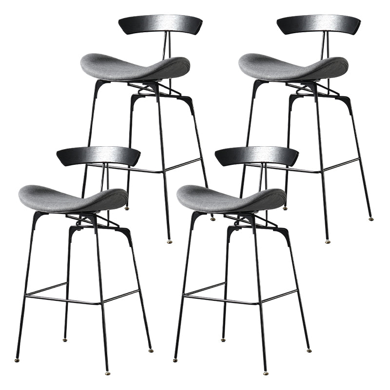 Modern Armless Backrest Counter Stool Iron Milk Tea Shop Bar Stool with Cushion and Pedal Dark Gray 4 Piece Set Clearhalo 'Bar Furniture' 'Bar Stools' 'bar_stools' 'furn' 'furn_bar_stools' 'furniture_bar_stools' 'Kitchen & Dining Furniture' 'kitchen&dining_furn' 'kitchen' 'kitchen_furn' Furniture' 4259298