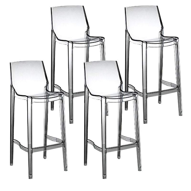 Contemporary Counter Bar Stool Armless Plastic Low Back Bar Stool with Footrest (Set of 4) Clear 4 Piece Set Counter Stool(26"H) Clearhalo 'Bar Furniture' 'Bar Stools' 'bar_stools' 'furn' 'furn_bar_stools' 'furniture_bar_stools' 'Kitchen & Dining Furniture' 'kitchen&dining_furn' 'kitchen' 'kitchen_furn' Furniture' 4259308