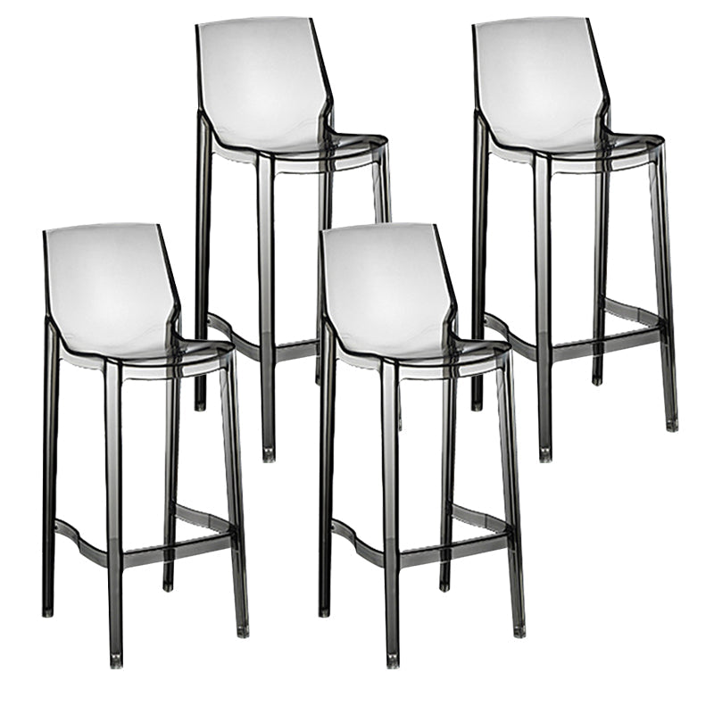 Contemporary Counter Bar Stool Armless Plastic Low Back Bar Stool with Footrest (Set of 4) Smoke Gray 4 Piece Set Counter Stool(26"H) Clearhalo 'Bar Furniture' 'Bar Stools' 'bar_stools' 'furn' 'furn_bar_stools' 'furniture_bar_stools' 'Kitchen & Dining Furniture' 'kitchen&dining_furn' 'kitchen' 'kitchen_furn' Furniture' 4259310