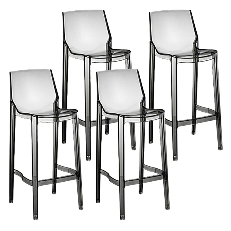 Contemporary Counter Bar Stool Armless Plastic Low Back Bar Stool with Footrest (Set of 4) Smoke Gray 4 Piece Set Bar Stool(30"H) Clearhalo 'Bar Furniture' 'Bar Stools' 'bar_stools' 'furn' 'furn_bar_stools' 'furniture_bar_stools' 'Kitchen & Dining Furniture' 'kitchen&dining_furn' 'kitchen' 'kitchen_furn' Furniture' 4259311