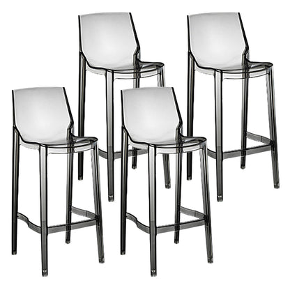 Contemporary Counter Bar Stool Armless Plastic Low Back Bar Stool with Footrest (Set of 4) Smoke Gray 4 Piece Set Bar Stool(30"H) Clearhalo 'Bar Furniture' 'Bar Stools' 'bar_stools' 'furn' 'furn_bar_stools' 'furniture_bar_stools' 'Kitchen & Dining Furniture' 'kitchen&dining_furn' 'kitchen' 'kitchen_furn' Furniture' 4259311