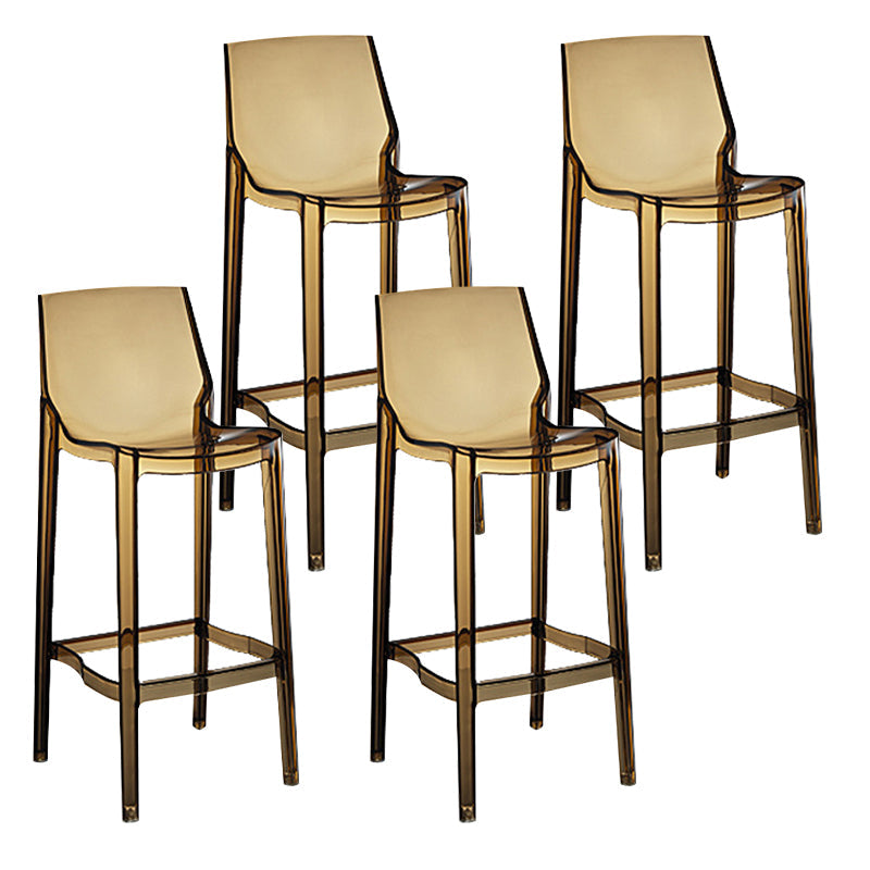 Contemporary Counter Bar Stool Armless Plastic Low Back Bar Stool with Footrest (Set of 4) Brown 4 Piece Set Counter Stool(26"H) Clearhalo 'Bar Furniture' 'Bar Stools' 'bar_stools' 'furn' 'furn_bar_stools' 'furniture_bar_stools' 'Kitchen & Dining Furniture' 'kitchen&dining_furn' 'kitchen' 'kitchen_furn' Furniture' 4259312