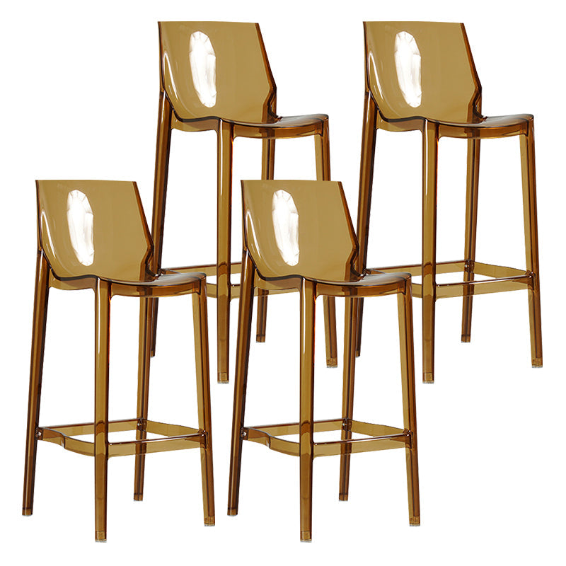 Contemporary Counter Bar Stool Armless Plastic Low Back Bar Stool with Footrest (Set of 4) Brown 4 Piece Set Bar Stool(30"H) Clearhalo 'Bar Furniture' 'Bar Stools' 'bar_stools' 'furn' 'furn_bar_stools' 'furniture_bar_stools' 'Kitchen & Dining Furniture' 'kitchen&dining_furn' 'kitchen' 'kitchen_furn' Furniture' 4259313