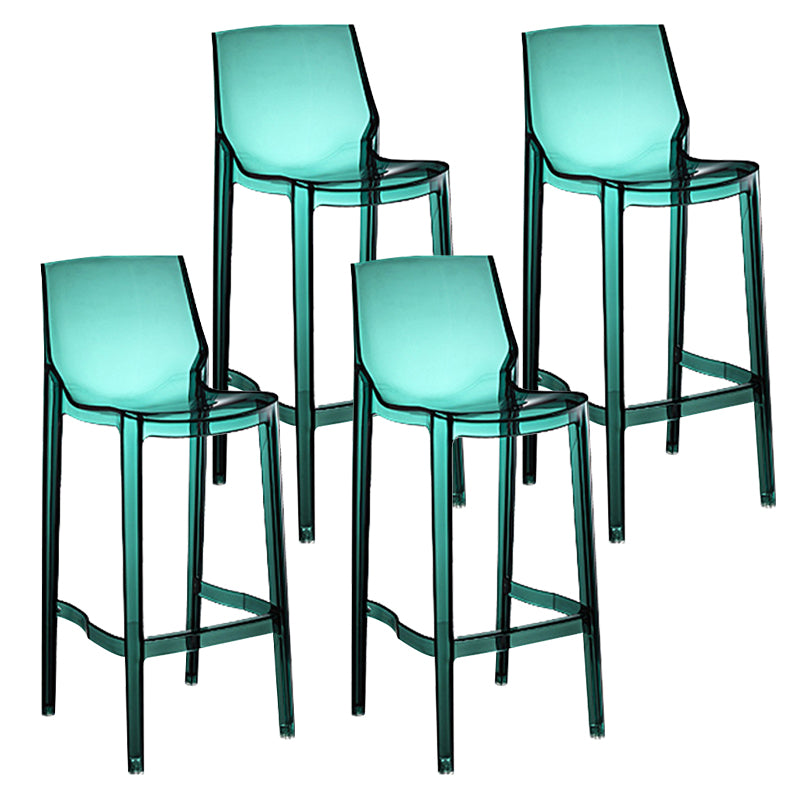 Contemporary Counter Bar Stool Armless Plastic Low Back Bar Stool with Footrest (Set of 4) Green 4 Piece Set Counter Stool(26"H) Clearhalo 'Bar Furniture' 'Bar Stools' 'bar_stools' 'furn' 'furn_bar_stools' 'furniture_bar_stools' 'Kitchen & Dining Furniture' 'kitchen&dining_furn' 'kitchen' 'kitchen_furn' Furniture' 4259314