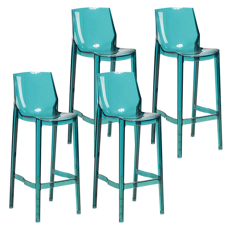 Contemporary Counter Bar Stool Armless Plastic Low Back Bar Stool with Footrest (Set of 4) Green 4 Piece Set Bar Stool(30"H) Clearhalo 'Bar Furniture' 'Bar Stools' 'bar_stools' 'furn' 'furn_bar_stools' 'furniture_bar_stools' 'Kitchen & Dining Furniture' 'kitchen&dining_furn' 'kitchen' 'kitchen_furn' Furniture' 4259315
