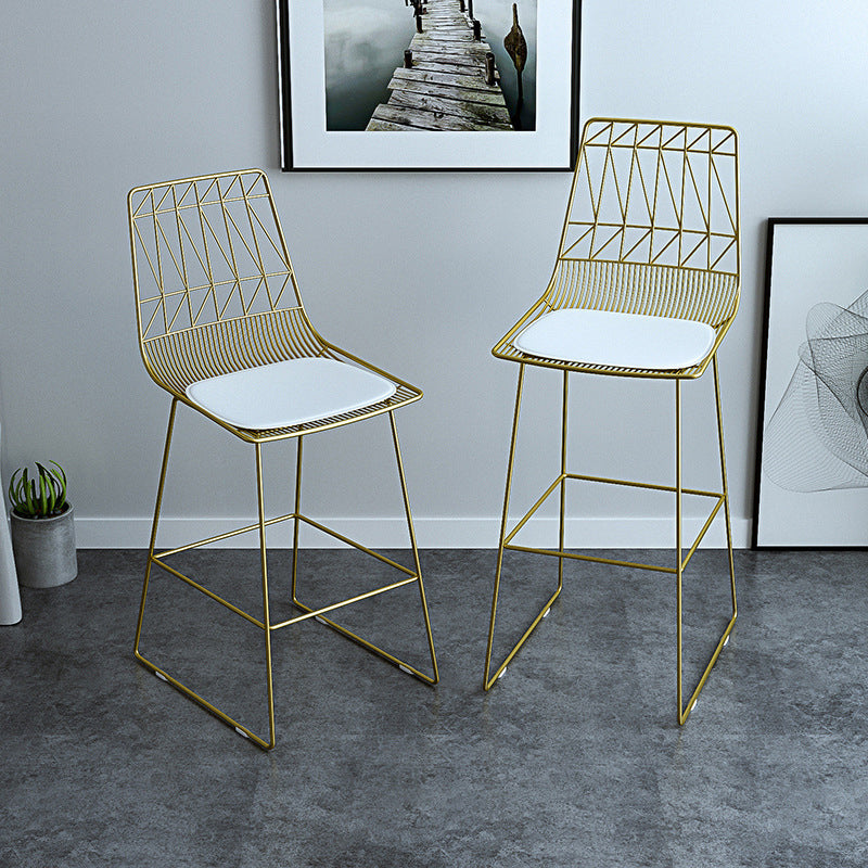 Modern Counter Bar Stool Armless Leather Full Back Bar Stool with Footrest Clearhalo 'Bar Furniture' 'Bar Stools' 'bar_stools' 'furn' 'furn_bar_stools' 'furniture_bar_stools' 'Kitchen & Dining Furniture' 'kitchen&dining_furn' 'kitchen' 'kitchen_furn' Furniture' 4259318