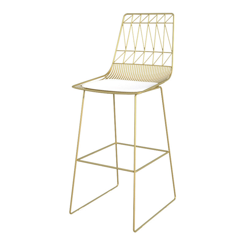Modern Counter Bar Stool Armless Leather Full Back Bar Stool with Footrest Gold 1 Piece Clearhalo 'Bar Furniture' 'Bar Stools' 'bar_stools' 'furn' 'furn_bar_stools' 'furniture_bar_stools' 'Kitchen & Dining Furniture' 'kitchen&dining_furn' 'kitchen' 'kitchen_furn' Furniture' 4259319
