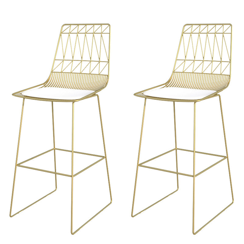Modern Counter Bar Stool Armless Leather Full Back Bar Stool with Footrest Gold 2 Piece Set Clearhalo 'Bar Furniture' 'Bar Stools' 'bar_stools' 'furn' 'furn_bar_stools' 'furniture_bar_stools' 'Kitchen & Dining Furniture' 'kitchen&dining_furn' 'kitchen' 'kitchen_furn' Furniture' 4259325