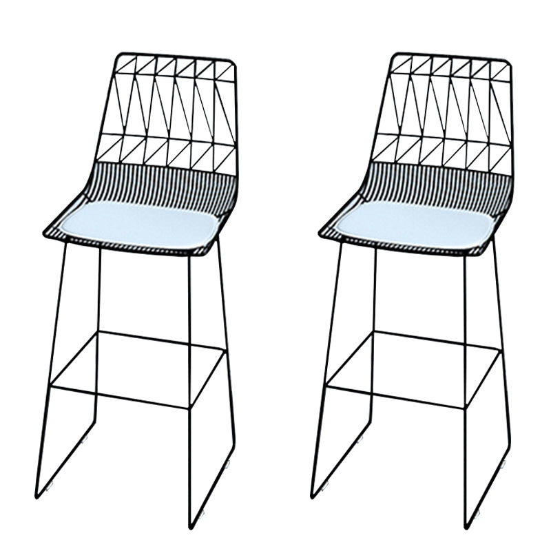 Modern Counter Bar Stool Armless Leather Full Back Bar Stool with Footrest Black 2 Piece Set Clearhalo 'Bar Furniture' 'Bar Stools' 'bar_stools' 'furn' 'furn_bar_stools' 'furniture_bar_stools' 'Kitchen & Dining Furniture' 'kitchen&dining_furn' 'kitchen' 'kitchen_furn' Furniture' 4259326