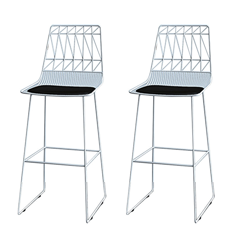 Modern Counter Bar Stool Armless Leather Full Back Bar Stool with Footrest White 2 Piece Set Clearhalo 'Bar Furniture' 'Bar Stools' 'bar_stools' 'furn' 'furn_bar_stools' 'furniture_bar_stools' 'Kitchen & Dining Furniture' 'kitchen&dining_furn' 'kitchen' 'kitchen_furn' Furniture' 4259328