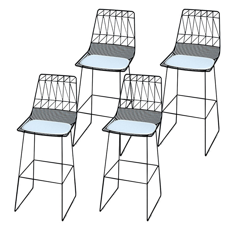 Modern Counter Bar Stool Armless Leather Full Back Bar Stool with Footrest Black 4 Piece Set Clearhalo 'Bar Furniture' 'Bar Stools' 'bar_stools' 'furn' 'furn_bar_stools' 'furniture_bar_stools' 'Kitchen & Dining Furniture' 'kitchen&dining_furn' 'kitchen' 'kitchen_furn' Furniture' 4259332