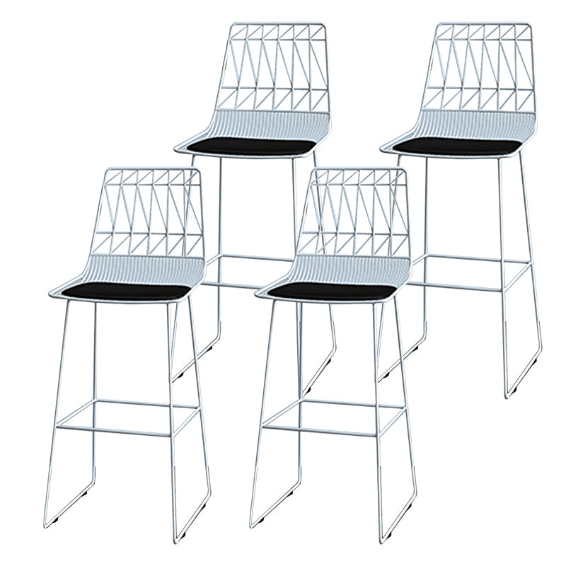 Modern Counter Bar Stool Armless Leather Full Back Bar Stool with Footrest White 4 Piece Set Clearhalo 'Bar Furniture' 'Bar Stools' 'bar_stools' 'furn' 'furn_bar_stools' 'furniture_bar_stools' 'Kitchen & Dining Furniture' 'kitchen&dining_furn' 'kitchen' 'kitchen_furn' Furniture' 4259334