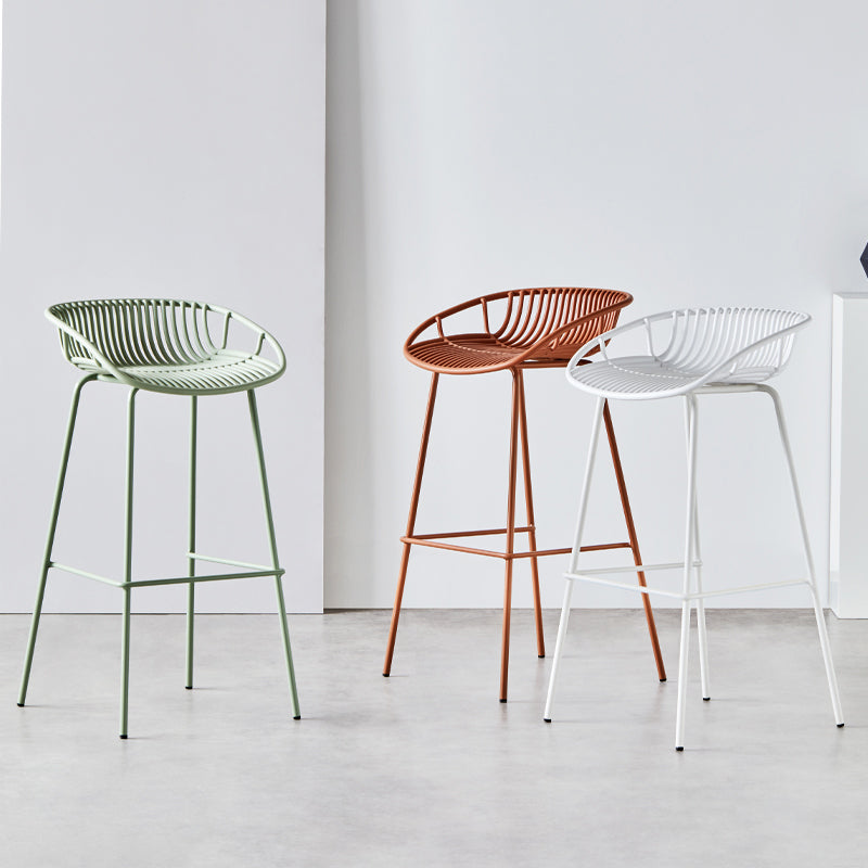 Modern Armless Backrest Counter Stool Iron Milk Tea Shop Bar Stool with Pedal Clearhalo 'Bar Furniture' 'Bar Stools' 'bar_stools' 'furn' 'furn_bar_stools' 'furniture_bar_stools' 'Kitchen & Dining Furniture' 'kitchen&dining_furn' 'kitchen' 'kitchen_furn' Furniture' 4259351