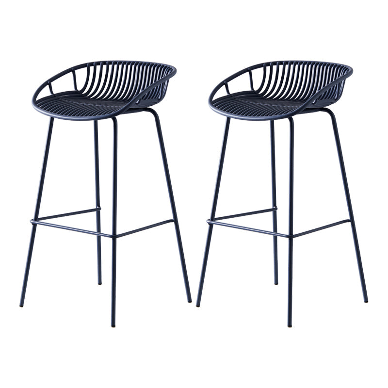 Modern Armless Backrest Counter Stool Iron Milk Tea Shop Bar Stool with Pedal Grey 2 Piece Set Clearhalo 'Bar Furniture' 'Bar Stools' 'bar_stools' 'furn' 'furn_bar_stools' 'furniture_bar_stools' 'Kitchen & Dining Furniture' 'kitchen&dining_furn' 'kitchen' 'kitchen_furn' Furniture' 4259353