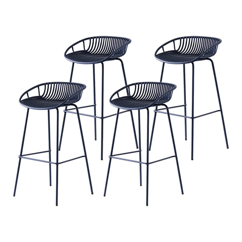 Modern Armless Backrest Counter Stool Iron Milk Tea Shop Bar Stool with Pedal Grey 4 Piece Set Clearhalo 'Bar Furniture' 'Bar Stools' 'bar_stools' 'furn' 'furn_bar_stools' 'furniture_bar_stools' 'Kitchen & Dining Furniture' 'kitchen&dining_furn' 'kitchen' 'kitchen_furn' Furniture' 4259356