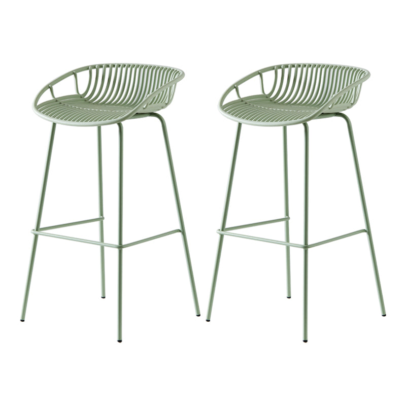 Modern Armless Backrest Counter Stool Iron Milk Tea Shop Bar Stool with Pedal Green 2 Piece Set Clearhalo 'Bar Furniture' 'Bar Stools' 'bar_stools' 'furn' 'furn_bar_stools' 'furniture_bar_stools' 'Kitchen & Dining Furniture' 'kitchen&dining_furn' 'kitchen' 'kitchen_furn' Furniture' 4259360