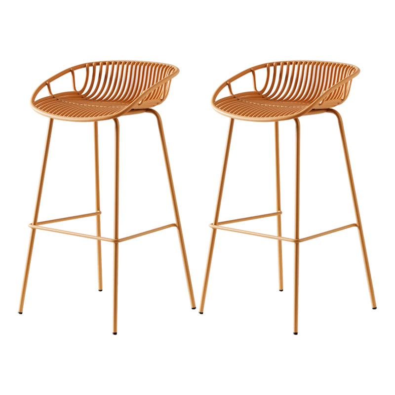 Modern Armless Backrest Counter Stool Iron Milk Tea Shop Bar Stool with Pedal Yellow 2 Piece Set Clearhalo 'Bar Furniture' 'Bar Stools' 'bar_stools' 'furn' 'furn_bar_stools' 'furniture_bar_stools' 'Kitchen & Dining Furniture' 'kitchen&dining_furn' 'kitchen' 'kitchen_furn' Furniture' 4259365