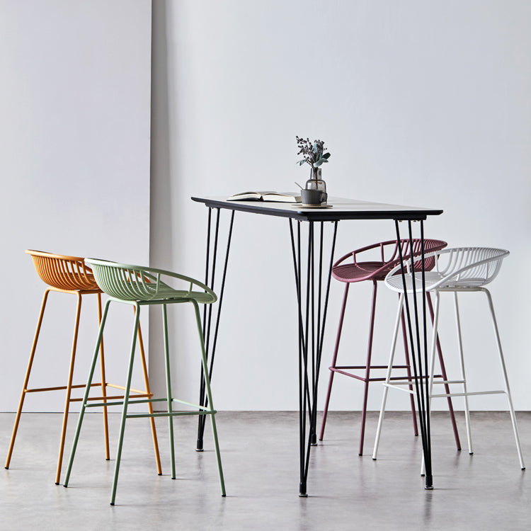 Modern Armless Backrest Counter Stool Iron Milk Tea Shop Bar Stool with Pedal Clearhalo 'Bar Furniture' 'Bar Stools' 'bar_stools' 'furn' 'furn_bar_stools' 'furniture_bar_stools' 'Kitchen & Dining Furniture' 'kitchen&dining_furn' 'kitchen' 'kitchen_furn' Furniture' 4259367