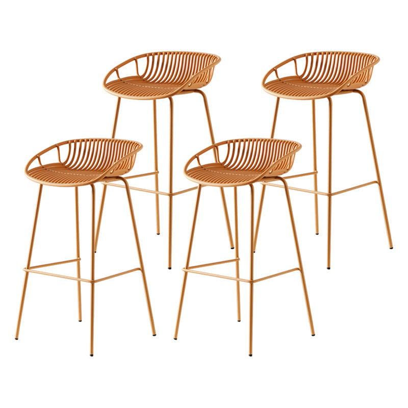 Modern Armless Backrest Counter Stool Iron Milk Tea Shop Bar Stool with Pedal Yellow 4 Piece Set Clearhalo 'Bar Furniture' 'Bar Stools' 'bar_stools' 'furn' 'furn_bar_stools' 'furniture_bar_stools' 'Kitchen & Dining Furniture' 'kitchen&dining_furn' 'kitchen' 'kitchen_furn' Furniture' 4259368