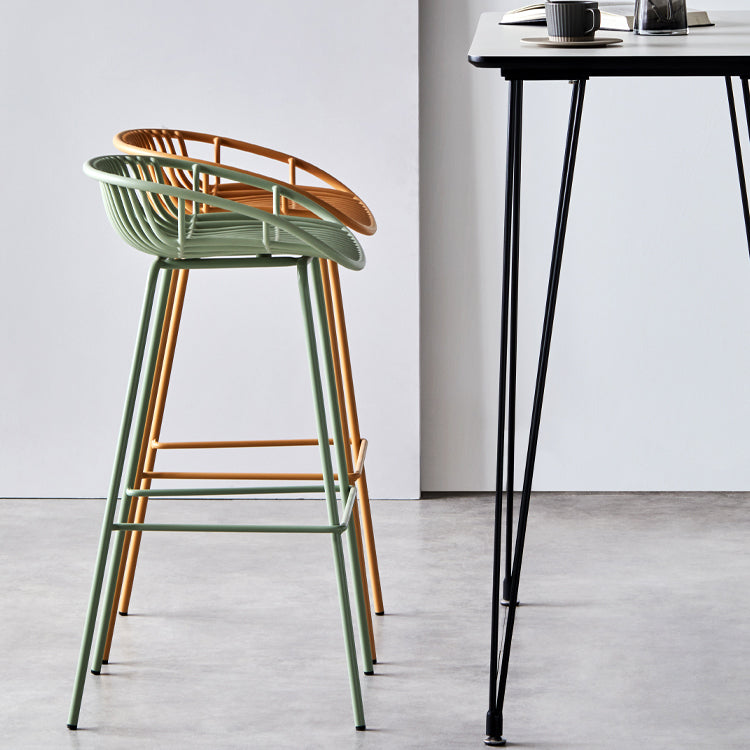 Modern Armless Backrest Counter Stool Iron Milk Tea Shop Bar Stool with Pedal Clearhalo 'Bar Furniture' 'Bar Stools' 'bar_stools' 'furn' 'furn_bar_stools' 'furniture_bar_stools' 'Kitchen & Dining Furniture' 'kitchen&dining_furn' 'kitchen' 'kitchen_furn' Furniture' 4259370