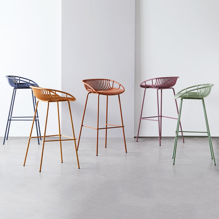 Modern Armless Backrest Counter Stool Iron Milk Tea Shop Bar Stool with Pedal Clearhalo 'Bar Furniture' 'Bar Stools' 'bar_stools' 'furn' 'furn_bar_stools' 'furniture_bar_stools' 'Kitchen & Dining Furniture' 'kitchen&dining_furn' 'kitchen' 'kitchen_furn' Furniture' 4259372