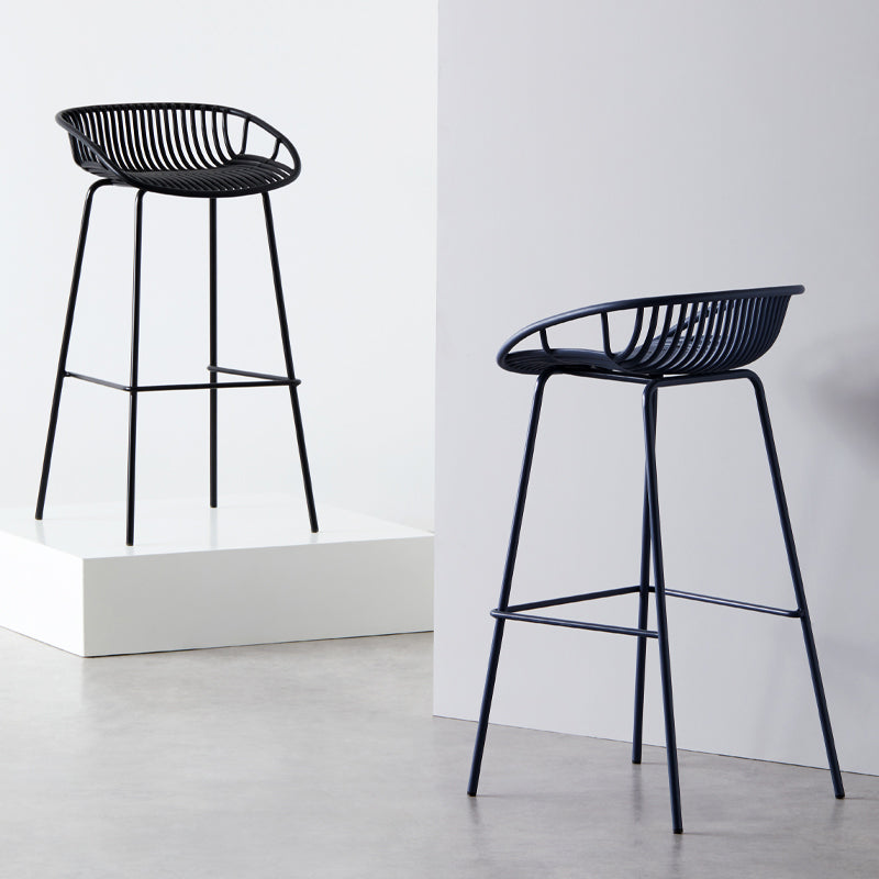 Modern Armless Backrest Counter Stool Iron Milk Tea Shop Bar Stool with Pedal Clearhalo 'Bar Furniture' 'Bar Stools' 'bar_stools' 'furn' 'furn_bar_stools' 'furniture_bar_stools' 'Kitchen & Dining Furniture' 'kitchen&dining_furn' 'kitchen' 'kitchen_furn' Furniture' 4259373