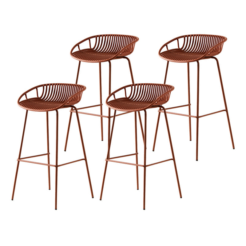 Modern Armless Backrest Counter Stool Iron Milk Tea Shop Bar Stool with Pedal Brown 4 Piece Set Clearhalo 'Bar Furniture' 'Bar Stools' 'bar_stools' 'furn' 'furn_bar_stools' 'furniture_bar_stools' 'Kitchen & Dining Furniture' 'kitchen&dining_furn' 'kitchen' 'kitchen_furn' Furniture' 4259374