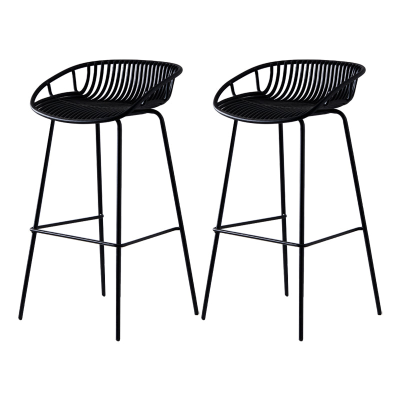 Modern Armless Backrest Counter Stool Iron Milk Tea Shop Bar Stool with Pedal Black 2 Piece Set Clearhalo 'Bar Furniture' 'Bar Stools' 'bar_stools' 'furn' 'furn_bar_stools' 'furniture_bar_stools' 'Kitchen & Dining Furniture' 'kitchen&dining_furn' 'kitchen' 'kitchen_furn' Furniture' 4259376