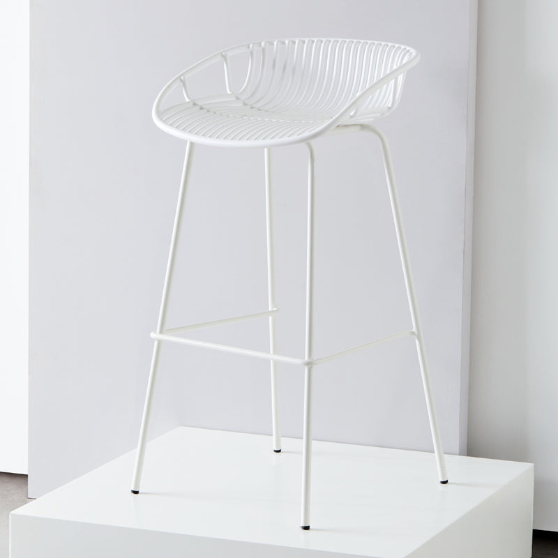 Modern Armless Backrest Counter Stool Iron Milk Tea Shop Bar Stool with Pedal White 1 Piece Clearhalo 'Bar Furniture' 'Bar Stools' 'bar_stools' 'furn' 'furn_bar_stools' 'furniture_bar_stools' 'Kitchen & Dining Furniture' 'kitchen&dining_furn' 'kitchen' 'kitchen_furn' Furniture' 4259378