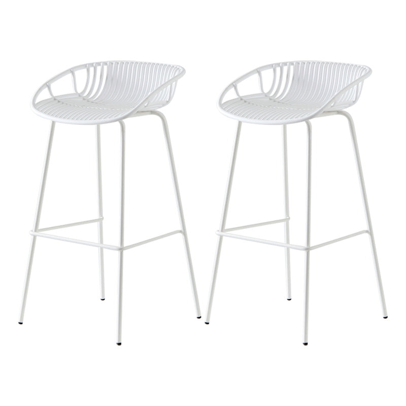 Modern Armless Backrest Counter Stool Iron Milk Tea Shop Bar Stool with Pedal White 2 Piece Set Clearhalo 'Bar Furniture' 'Bar Stools' 'bar_stools' 'furn' 'furn_bar_stools' 'furniture_bar_stools' 'Kitchen & Dining Furniture' 'kitchen&dining_furn' 'kitchen' 'kitchen_furn' Furniture' 4259379