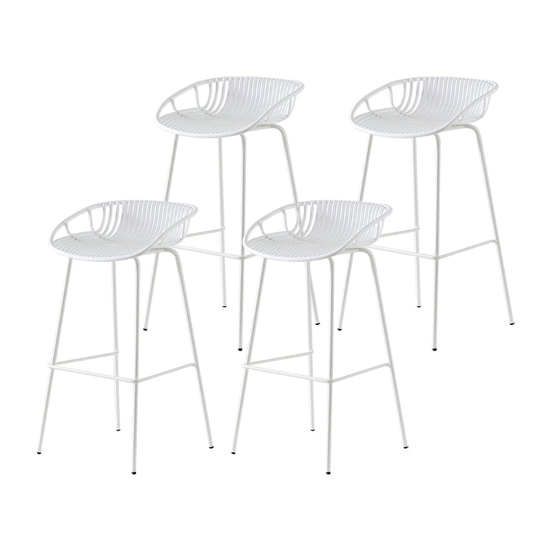 Modern Armless Backrest Counter Stool Iron Milk Tea Shop Bar Stool with Pedal White 4 Piece Set Clearhalo 'Bar Furniture' 'Bar Stools' 'bar_stools' 'furn' 'furn_bar_stools' 'furniture_bar_stools' 'Kitchen & Dining Furniture' 'kitchen&dining_furn' 'kitchen' 'kitchen_furn' Furniture' 4259380