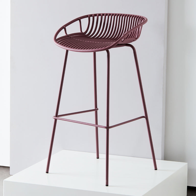 Modern Armless Backrest Counter Stool Iron Milk Tea Shop Bar Stool with Pedal Purple 1 Piece Clearhalo 'Bar Furniture' 'Bar Stools' 'bar_stools' 'furn' 'furn_bar_stools' 'furniture_bar_stools' 'Kitchen & Dining Furniture' 'kitchen&dining_furn' 'kitchen' 'kitchen_furn' Furniture' 4259381