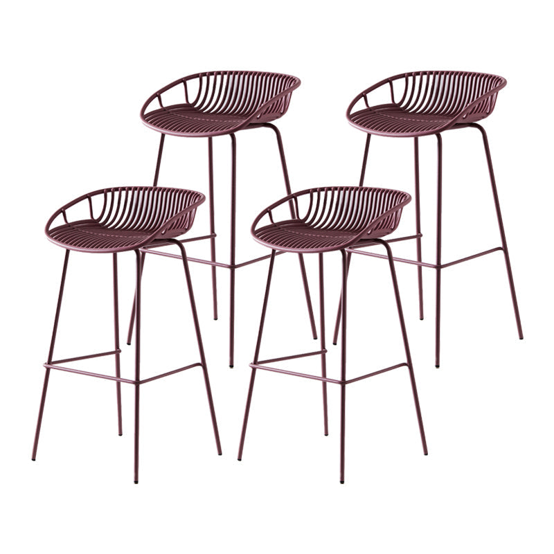 Modern Armless Backrest Counter Stool Iron Milk Tea Shop Bar Stool with Pedal Purple 4 Piece Set Clearhalo 'Bar Furniture' 'Bar Stools' 'bar_stools' 'furn' 'furn_bar_stools' 'furniture_bar_stools' 'Kitchen & Dining Furniture' 'kitchen&dining_furn' 'kitchen' 'kitchen_furn' Furniture' 4259383