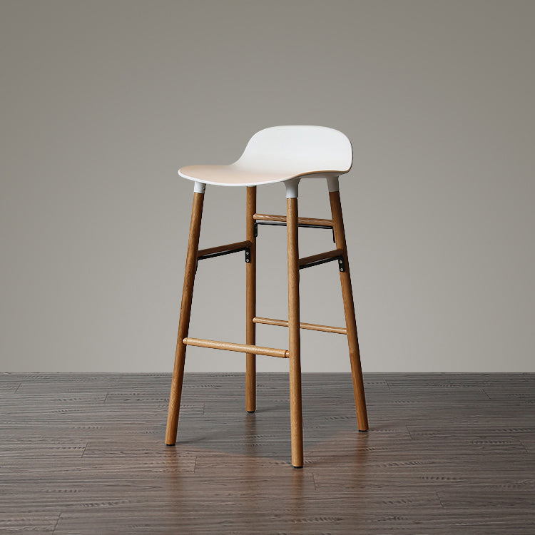 Modern Armless Backrest Counter Stool Wood Household Bar Stool with Plastic Seat White 1 Piece Clearhalo 'Bar Furniture' 'Bar Stools' 'bar_stools' 'furn' 'furn_bar_stools' 'furniture_bar_stools' 'Kitchen & Dining Furniture' 'kitchen&dining_furn' 'kitchen' 'kitchen_furn' Furniture' 4259385