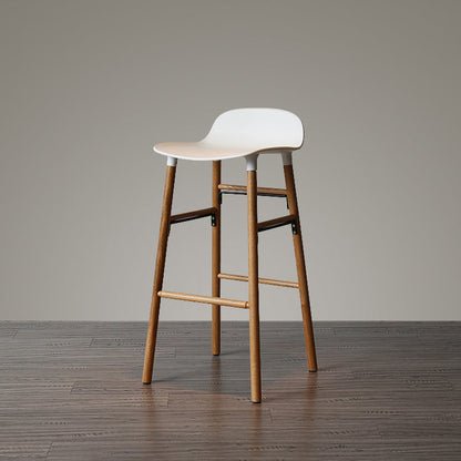 Modern Armless Backrest Counter Stool Wood Household Bar Stool with Plastic Seat White 1 Piece Clearhalo 'Bar Furniture' 'Bar Stools' 'bar_stools' 'furn' 'furn_bar_stools' 'furniture_bar_stools' 'Kitchen & Dining Furniture' 'kitchen&dining_furn' 'kitchen' 'kitchen_furn' Furniture' 4259385