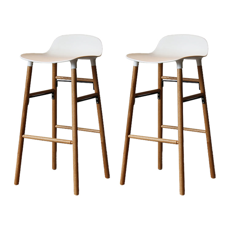 Modern Armless Backrest Counter Stool Wood Household Bar Stool with Plastic Seat White 2 Piece Set Clearhalo 'Bar Furniture' 'Bar Stools' 'bar_stools' 'furn' 'furn_bar_stools' 'furniture_bar_stools' 'Kitchen & Dining Furniture' 'kitchen&dining_furn' 'kitchen' 'kitchen_furn' Furniture' 4259386