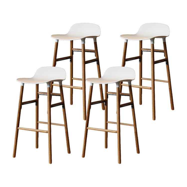 Modern Armless Backrest Counter Stool Wood Household Bar Stool with Plastic Seat White 4 Piece Set Clearhalo 'Bar Furniture' 'Bar Stools' 'bar_stools' 'furn' 'furn_bar_stools' 'furniture_bar_stools' 'Kitchen & Dining Furniture' 'kitchen&dining_furn' 'kitchen' 'kitchen_furn' Furniture' 4259388