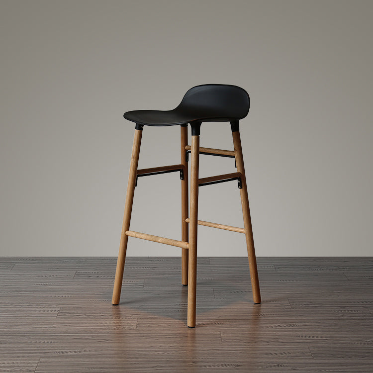 Modern Armless Backrest Counter Stool Wood Household Bar Stool with Plastic Seat Black 1 Piece Clearhalo 'Bar Furniture' 'Bar Stools' 'bar_stools' 'furn' 'furn_bar_stools' 'furniture_bar_stools' 'Kitchen & Dining Furniture' 'kitchen&dining_furn' 'kitchen' 'kitchen_furn' Furniture' 4259389