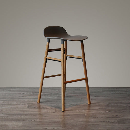 Modern Armless Backrest Counter Stool Wood Household Bar Stool with Plastic Seat Clearhalo 'Bar Furniture' 'Bar Stools' 'bar_stools' 'furn' 'furn_bar_stools' 'furniture_bar_stools' 'Kitchen & Dining Furniture' 'kitchen&dining_furn' 'kitchen' 'kitchen_furn' Furniture' 4259390