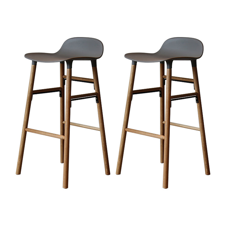 Modern Armless Backrest Counter Stool Wood Household Bar Stool with Plastic Seat Gray 2 Piece Set Clearhalo 'Bar Furniture' 'Bar Stools' 'bar_stools' 'furn' 'furn_bar_stools' 'furniture_bar_stools' 'Kitchen & Dining Furniture' 'kitchen&dining_furn' 'kitchen' 'kitchen_furn' Furniture' 4259395