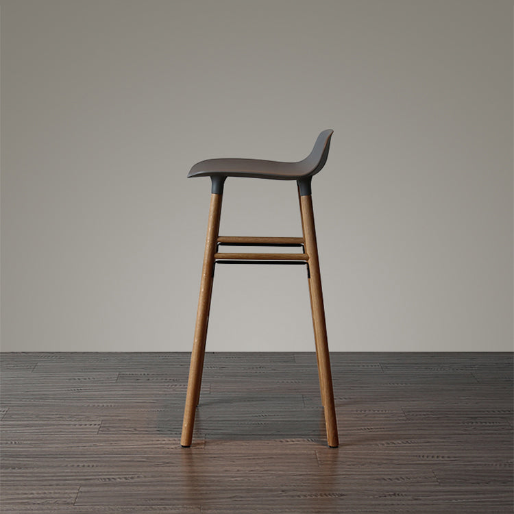 Modern Armless Backrest Counter Stool Wood Household Bar Stool with Plastic Seat Clearhalo 'Bar Furniture' 'Bar Stools' 'bar_stools' 'furn' 'furn_bar_stools' 'furniture_bar_stools' 'Kitchen & Dining Furniture' 'kitchen&dining_furn' 'kitchen' 'kitchen_furn' Furniture' 4259399