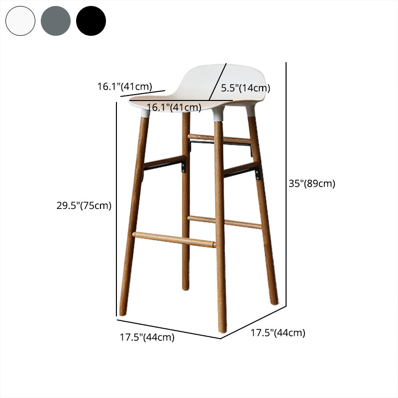 Modern Armless Backrest Counter Stool Wood Household Bar Stool with Plastic Seat Clearhalo 'Bar Furniture' 'Bar Stools' 'bar_stools' 'furn' 'furn_bar_stools' 'furniture_bar_stools' 'Kitchen & Dining Furniture' 'kitchen&dining_furn' 'kitchen' 'kitchen_furn' Furniture' 4259400
