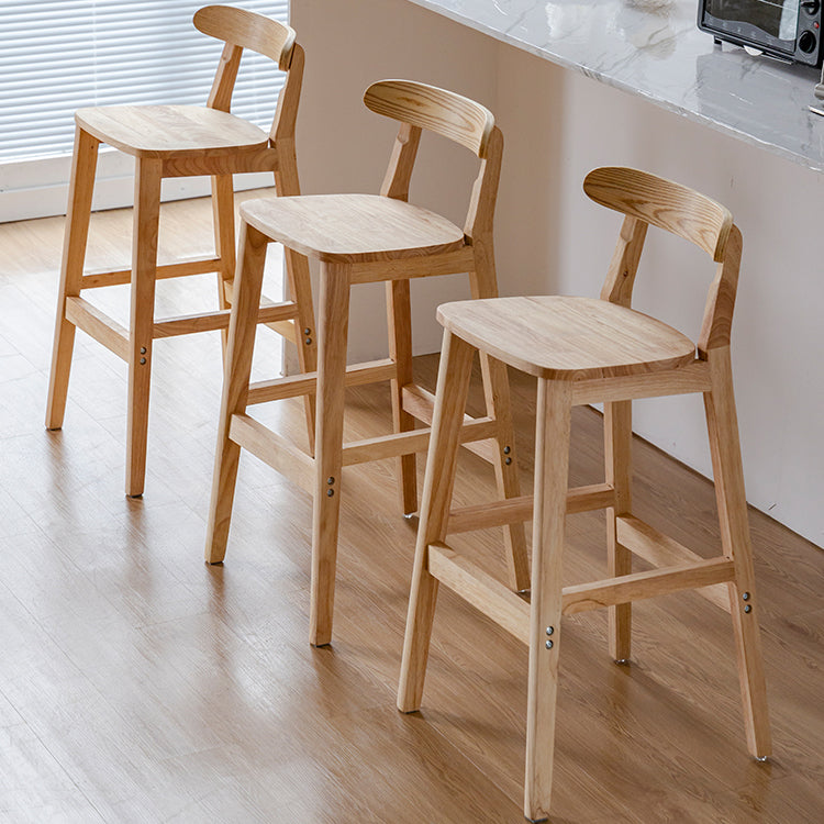 Oak Wood Armless Bar Stool Modern Indoor Barstool with Backrest and Footrest Clearhalo 'Bar Furniture' 'Bar Stools' 'bar_stools' 'furn' 'furn_bar_stools' 'furniture_bar_stools' 'Kitchen & Dining Furniture' 'kitchen&dining_furn' 'kitchen' 'kitchen_furn' Furniture' 4259401