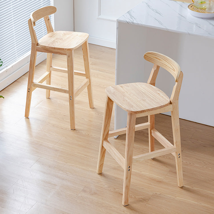 Oak Wood Armless Bar Stool Modern Indoor Barstool with Backrest and Footrest Clearhalo 'Bar Furniture' 'Bar Stools' 'bar_stools' 'furn' 'furn_bar_stools' 'furniture_bar_stools' 'Kitchen & Dining Furniture' 'kitchen&dining_furn' 'kitchen' 'kitchen_furn' Furniture' 4259406