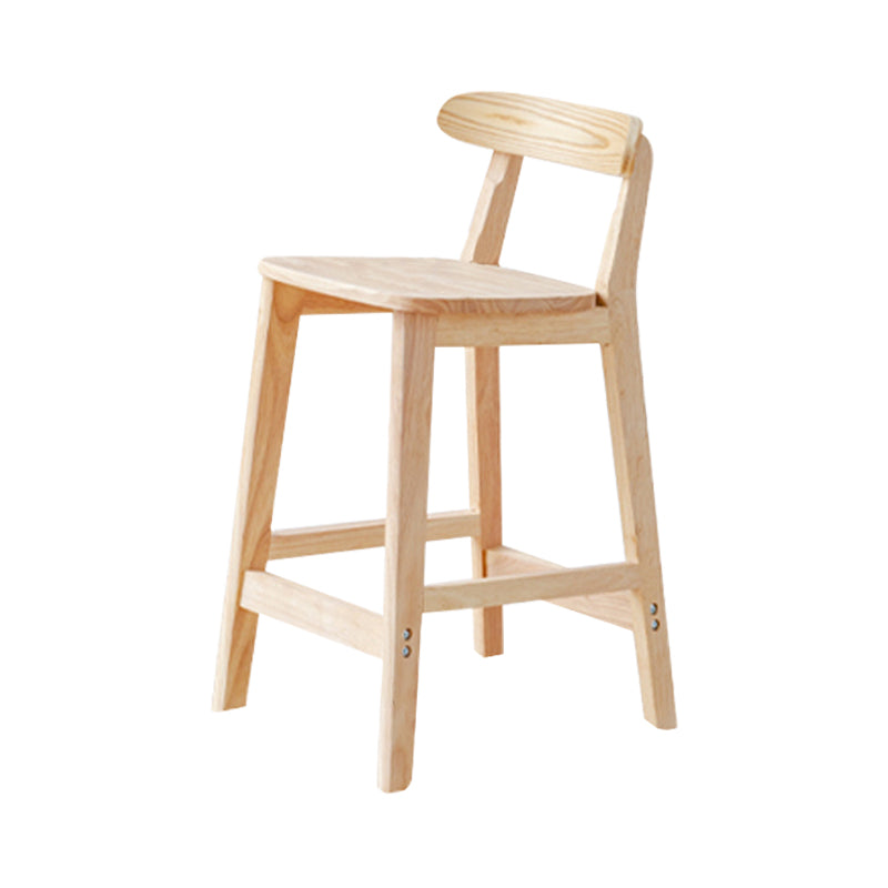 Oak Wood Armless Bar Stool Modern Indoor Barstool with Backrest and Footrest 1 Piece Counter Stool (24"H) Clearhalo 'Bar Furniture' 'Bar Stools' 'bar_stools' 'furn' 'furn_bar_stools' 'furniture_bar_stools' 'Kitchen & Dining Furniture' 'kitchen&dining_furn' 'kitchen' 'kitchen_furn' Furniture' 4259408