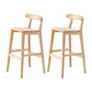 Oak Wood Armless Bar Stool Modern Indoor Barstool with Backrest and Footrest 2 Piece Set Bar Stool (28" H) Clearhalo 'Bar Furniture' 'Bar Stools' 'bar_stools' 'furn' 'furn_bar_stools' 'furniture_bar_stools' 'Kitchen & Dining Furniture' 'kitchen&dining_furn' 'kitchen' 'kitchen_furn' Furniture' 4259413