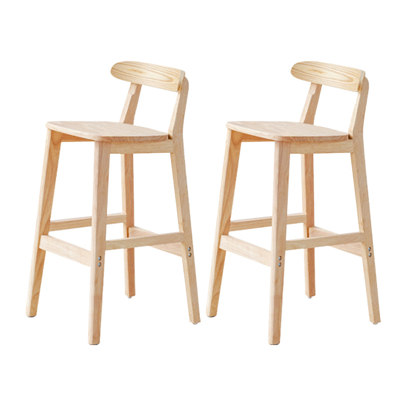 Oak Wood Armless Bar Stool Modern Indoor Barstool with Backrest and Footrest 2 Piece Set Bar Stool (28" H) Clearhalo 'Bar Furniture' 'Bar Stools' 'bar_stools' 'furn' 'furn_bar_stools' 'furniture_bar_stools' 'Kitchen & Dining Furniture' 'kitchen&dining_furn' 'kitchen' 'kitchen_furn' Furniture' 4259413
