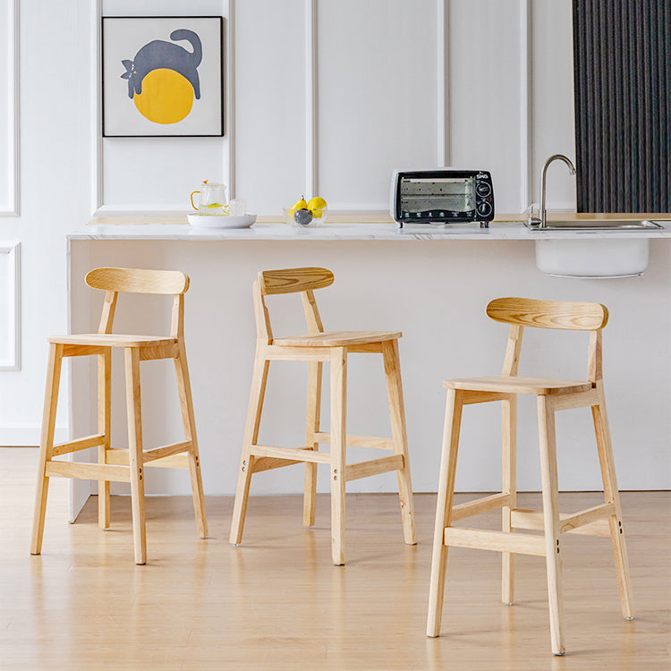 Oak Wood Armless Bar Stool Modern Indoor Barstool with Backrest and Footrest Clearhalo 'Bar Furniture' 'Bar Stools' 'bar_stools' 'furn' 'furn_bar_stools' 'furniture_bar_stools' 'Kitchen & Dining Furniture' 'kitchen&dining_furn' 'kitchen' 'kitchen_furn' Furniture' 4259418
