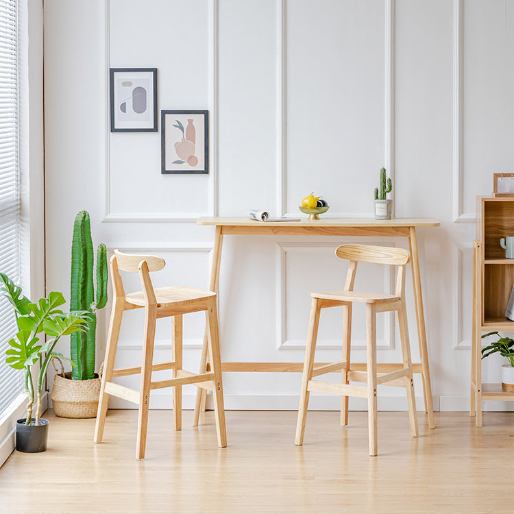 Oak Wood Armless Bar Stool Modern Indoor Barstool with Backrest and Footrest Clearhalo 'Bar Furniture' 'Bar Stools' 'bar_stools' 'furn' 'furn_bar_stools' 'furniture_bar_stools' 'Kitchen & Dining Furniture' 'kitchen&dining_furn' 'kitchen' 'kitchen_furn' Furniture' 4259421